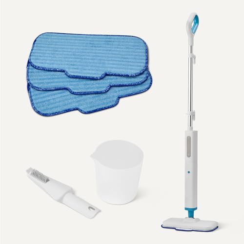 Amazon Basics Steam Mop for All Sealed Hard Floors, Heats Up in 30 Seconds, Chemical-Free Cleaning, 3 Washable Pads, 20-Foot Cord, White - style: Steam Mop