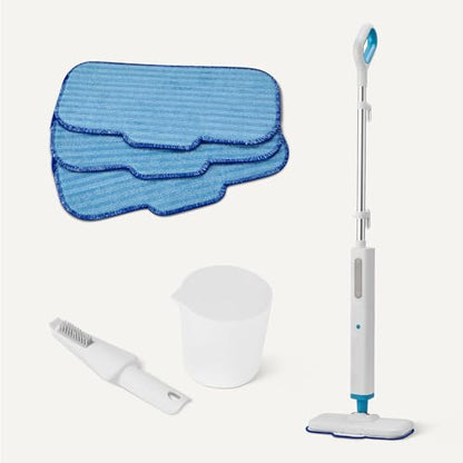 Amazon Basics Steam Mop for All Sealed Hard Floors, Heats Up in 30 Seconds, Chemical-Free Cleaning, 3 Washable Pads, 20-Foot Cord, White - style: Steam Mop