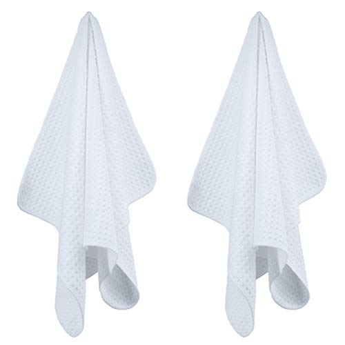 POLYTE Ultra Premium Microfiber Kitchen Dish Hand Towel Waffle Weave, 8 Pack (16x28 in, White) - color: White, size: 16x28 in