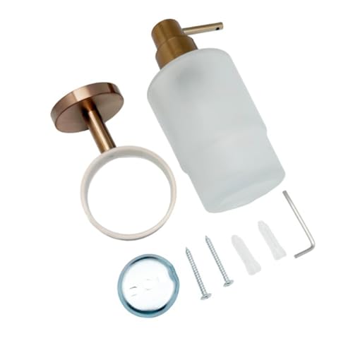 Soap Dispenser, Zinc Alloy + Frosted Glass Soap Dispenser Set with Pump,Wall Mounted Bath Accessories for Bathroom and Kitchen,Rose Gold - color: Rose Gold