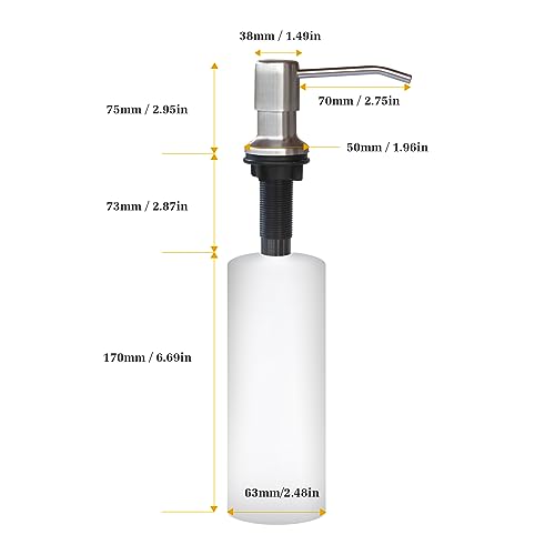 Soap Dispenser for Kitchen Sink, Built in Sink Soap Dispenser Lotion Dispenser with 17 OZ Bottle, Refill from The Top Bar Sink Soap Dispenser, Brushed Nickel (2 Pack) - color: Brushed Nickel-2pack, size: Comes with 17 OZ Bottle