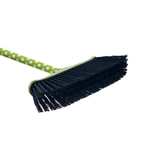 Superio Polka Dot Printed Broom, Premium Black Plastic Bristles, Heavy-Duty Household & Outdoors, Easy Swiping, Multi-Surface, USA Wooden Handle, 12 Inch Sweeping Head - color: Polka Dot Design, size: 1-Pack
