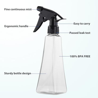Spray Bottles (2-Pack, 12 Oz.) Mist/Stream, Plastic Water Spray Bottle for Hair, Plants, Cleaning, Cooking, BBQ, Pet - Empty Spray Bottles - Leak Proof - BPA-Free - Multicolor - color: Blue + Green