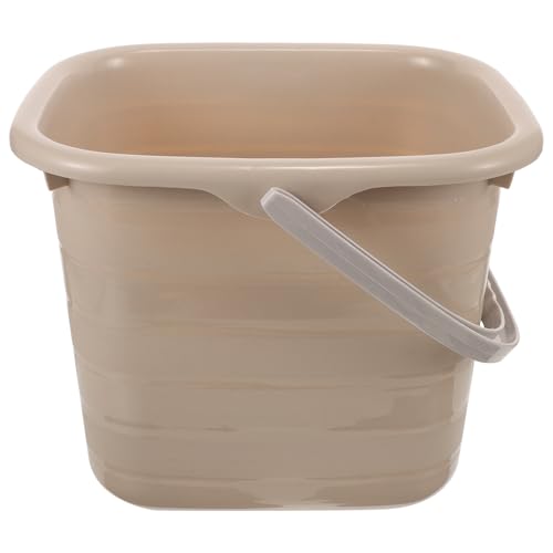 GANAZONO Multipurpose Plastic Cleaning Bucket with Handle 11L Rectangular Household Water Storage Soaking Tub for Mopping and Bathing in Khaki