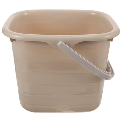 GANAZONO Multipurpose Plastic Cleaning Bucket with Handle 11L Rectangular Household Water Storage Soaking Tub for Mopping and Bathing in Khaki