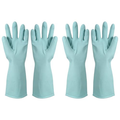 uxcell Rubber Cleaning Gloves, Reusable Household Dishwashing Long Rubber Gloves - color: Light Blue, size: Large
