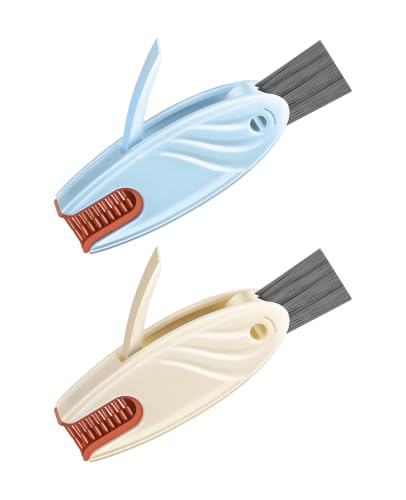 4 in 1 Cup Lid Gap Cleaning Brush Set 2 Pcs - Multifunctional Bottle Cleaning Brush Tools for Home Kitchen and Travel Cleaning | Portable Silicone Cup Lid Cleaner in 2 Colors (Beige & Blue) - color: Beige & Blue