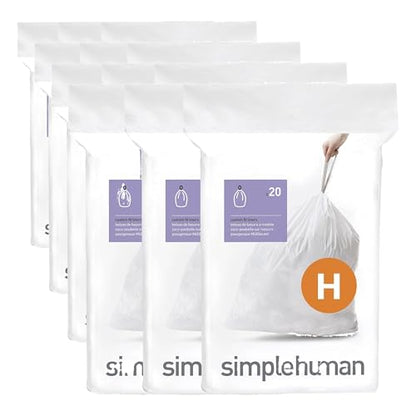 simplehuman Code H 60 Count Custom Fit Liners, Drawstring Kitchen Trash Bags, One-by-One Mess-Free Dispense, Extra Thick & Double Seamed, 50% PCR Plastic, 30-35 Liter / 8-9 Gallon, White (Pack of 4) - size: 60 Count (Pack of 4)