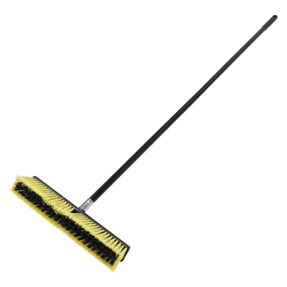 KALLORY Heavy-Duty Outdoor Floor Scrubber Broom with Long Handle – 80cm Aluminum Threaded Head Push Broom for Driveway, Deck, and Sidewalk Cleaning – Commercial Grade