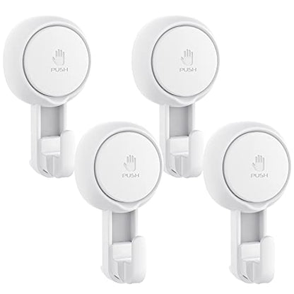 Elegear Suction Cup Shower Hooks for Loofah, Robe, Towel, Heavy Duty (4-Pack) Waterproof , Reusable Vacuum Suction Hooks for Bathroom Kitchen - style: 4 Pack