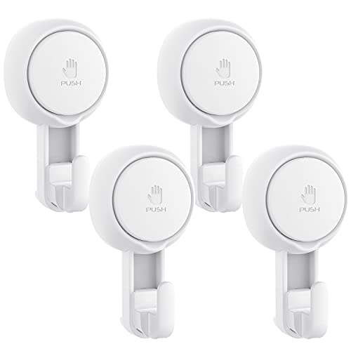 Elegear Suction Cup Shower Hooks for Loofah, Robe, Towel, Heavy Duty (4-Pack) Waterproof , Reusable Vacuum Suction Hooks for Bathroom Kitchen - style: 4 Pack
