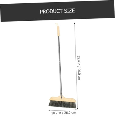 VICASKY Soft Bristle Broom with Long Handle Static Hardwood Floor Cleaning Brush for Home and Office Thick Bristles for Pet Hair and Dirt Removal Indoor Outdoor Sweeping Tool