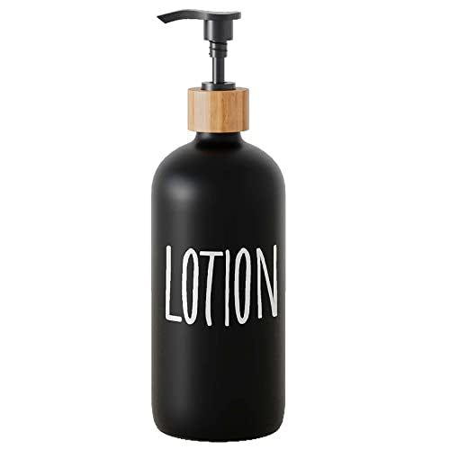 Glass Lotion Dispenser,Refillable Matte Black Hand Lotion Dispenser Suitable for Bedroom,Body or Hand Lotion Bottle Rustic Bedroom Decor - color: Black-lotion