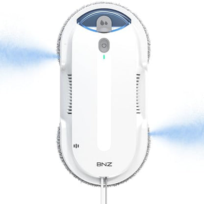 BNZ Smart Window Cleaning Robot, Twin Turbo & Dual Auto-Spray Window Cleaner with Multiple Safety System, AI Path Planning, Frameless Edge Detection, K1 (White) - color: White