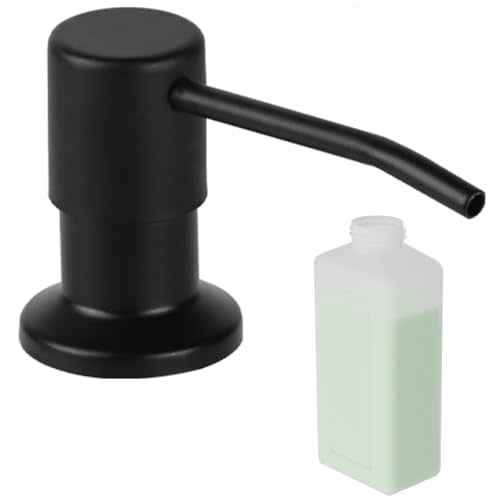 Built in Soap Dispenser for Kitchen Sink, Matte Black Stainless Steel Countertop Pump Head (Plastic Built-in), Dish Soap Hand Lotion Dispenser with Refillable 17OZ Bottle (Matte Black) - color: Matte Black