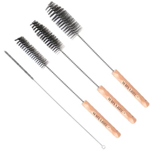 4pcs Household Pipe Cleaning Brush Set with Stainless Steel Bristles, 17 in Extra Long Stainless Steel Handle, Kitchen Scrub Cleaning Brushes, Lab Brushes for Auto Parts, Machinery, Water Pumps, Etc.