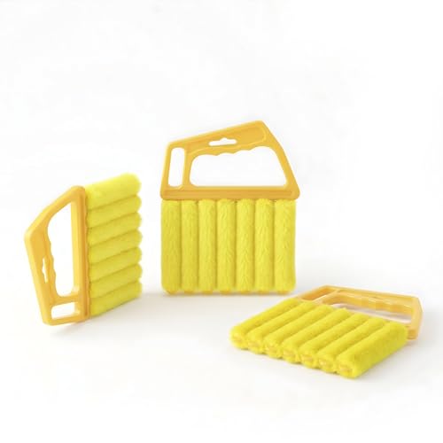 Blind Cleaner Duster Tool - 3 Pcs 7 Fingers Anti-Shedding Window Blind Cleaner Tool, with High-Density Microfiber Fleece and Ergonomic Handle, Detachable and Washable