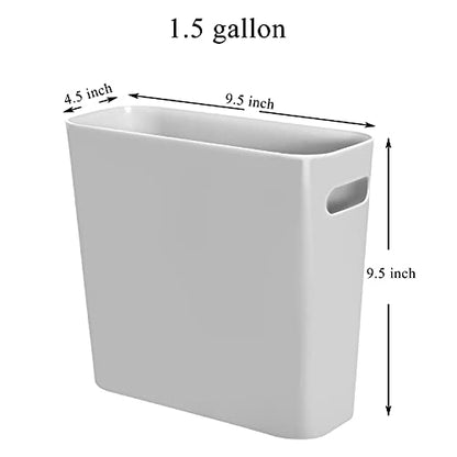 Youngever 1.5 Gallon Slim Trash Can, Plastic Garbage Container Bin, Small Trash Bin with Handles for Home Office, Living Room, Study Room, Kitchen, Bathroom (1 Pack Grey) - color: Grey