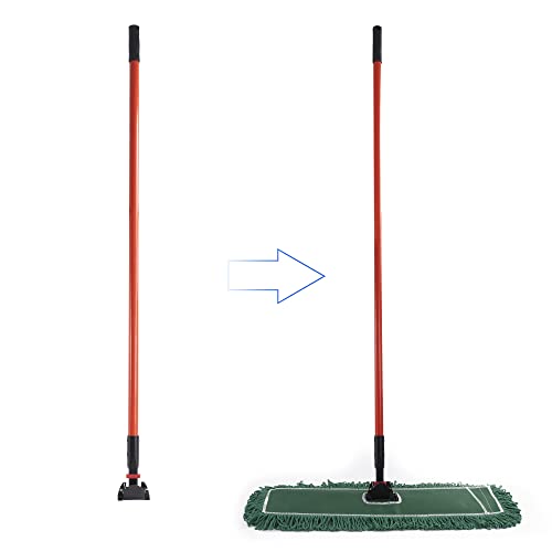 Matthew Cleaning Commercial Quick-Change Dust Mop Handle with Clip-on Metal Gripper for Heavy Duty Mop Head Replacement Holder, Fiberglass Handle 60 inch 6packs-Red - color: Fiberglass - Red