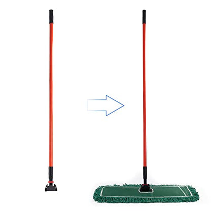 Matthew Cleaning Commercial Quick-Change Dust Mop Handle with Clip-on Metal Gripper for Heavy Duty Mop Head Replacement Holder, Fiberglass Handle 60 inch 6packs-Red - color: Fiberglass - Red