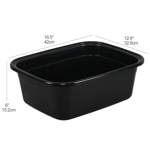 16 Quart Plastic Wash Basin, Black Dish Washing Pan, 3 Packs