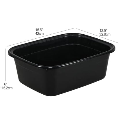 16 Quart Plastic Wash Basin, Black Dish Washing Pan, 3 Packs
