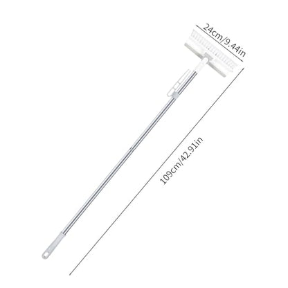 Grout Scrub Brush with 42" Long Handle Double-Sided Floor Scrub Brush V-Shape Grout Cleaner with Squeegee 180° Rotating for Tile Floors, Baseboards, Wall - color: White