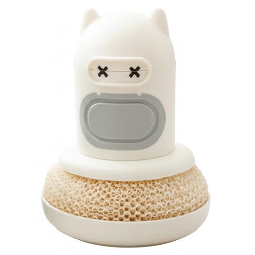 Soap Dispensing Silicone Dish Scrubber Press-to-Release Kitchen Scrub Brush with Nanofiber Scrubber for Pots Pans & Sinks - White - color: White