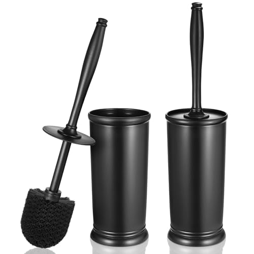 Toilet Bowl Brush Holder Set: 2 Pack Modern Deep Cleaning Bathroom Toilet Scrubber with Caddy for Rv - Rim Decorative Accessories Cleaner Brushes for Toilet - Black - color: Black, size: 2 Pack