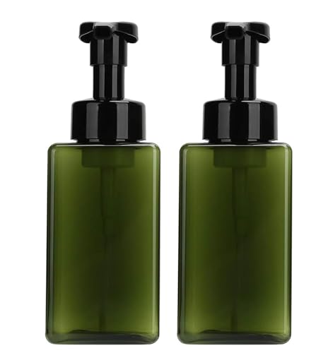 2 PCS-Foaming Soap Dispenser, Hand Soap Dispenser, Refillable Foam Liquid Hand Soap Empty Plastic Pump Bottle Container for Bathroom Vanities, Kitchen Sink, Hospital, Clinic（17 oz ） (Green) - color: Green