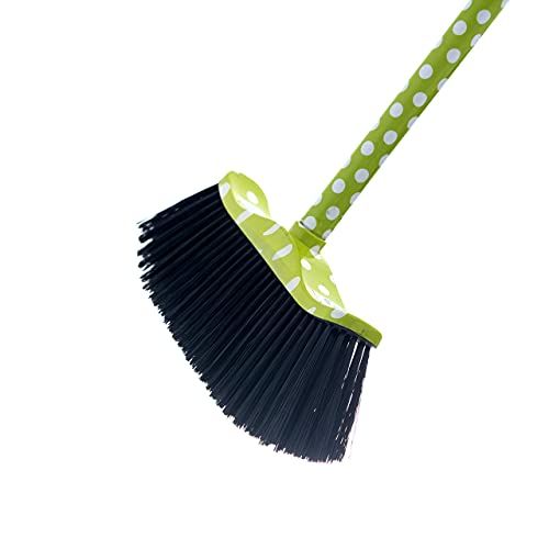 Superio Polka Dot Printed Broom, Premium Black Plastic Bristles, Heavy-Duty Household & Outdoors, Easy Swiping, Multi-Surface, USA Wooden Handle, 12 Inch Sweeping Head - color: Polka Dot Design, size: 1-Pack