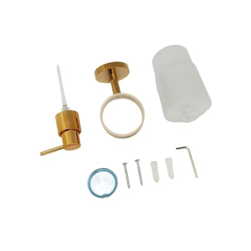 Soap Dispenser, Zinc Alloy + Frosted Glass Soap Dispenser Set with Pump,Wall Mounted Bath Accessories for Bathroom and Kitchen,Gold - color: Gold