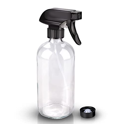 Wedama Glass Spray Bottles, 16 oz Glass Spray Bottles for Cleaning Solutions and Essential Oils, Refillable Empty Spray Bottle with Adjustable Nozzles for Alcohol, Plant and Hair Care (1 Pack) - color: Clear, size: 16 Ounces