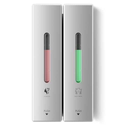 Shampoo and Conditioner Dispenser Wall Mounted, 3-Chamber Shower Soap Dispenser for Bathroom, 1200ML Large Capacity, No-Drill Installation, Clog-Free Pump for Thick Liquids (silver-2-pack) - color: Silver-2-pack