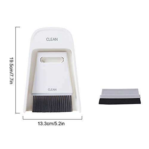 Mini Dustpan and Brush Set, Portable Snap on Design Desktop Cleaning Brush Handheld Crumb Sweeper for Sofa Car Kitchen (Gray White) - color: Gray White