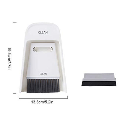 Mini Dustpan and Brush Set, Portable Snap on Design Desktop Cleaning Brush Handheld Crumb Sweeper for Sofa Car Kitchen (Gray White) - color: Gray White