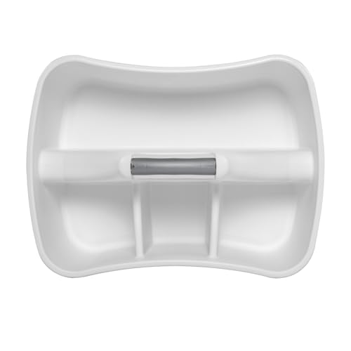 Large Divided Ultra Cleaning Caddy, White Plastic Under Sink Organizer with 4 Compartments, Curved Easy Carry Handle for Household Cleaning Supplies Storage