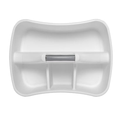 Large Divided Ultra Cleaning Caddy, White Plastic Under Sink Organizer with 4 Compartments, Curved Easy Carry Handle for Household Cleaning Supplies Storage