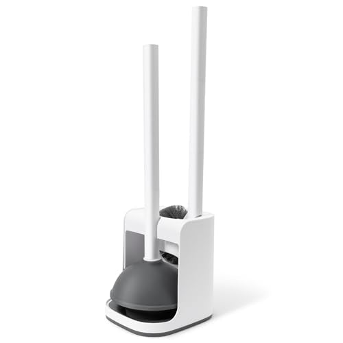 IVYROLL Toilet Brush and Plunger Set Hidden, S-Shaped Toilet Brush Plunger Combo, Perfect for Homes, Apartments & Bathrooms - color: White