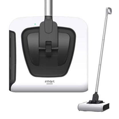 FMART FM-009 Cordless Electric Floor Sweeper — Lightweight One-Hand Operation with Flexible Handle, Quiet Design, Powerful High-Speed Edge Brush Reaches Under Furniture, for Hard Floors