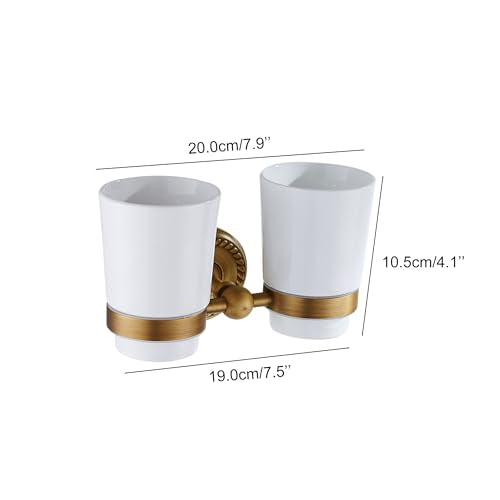 Antique Bronze Double Toothbrush Holder for Bathroom Tumble Holder Wall Mounted - color: Double Toothbrush Holder