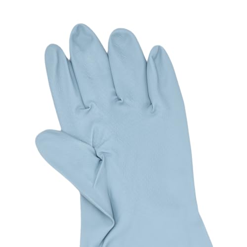 RARITYUS Household Kitchen Cleaning Gloves Waterproof Cotton Lined Dishwashing Non-Slip Long Cuff Gloves - color: Blue (Length 19.29'')