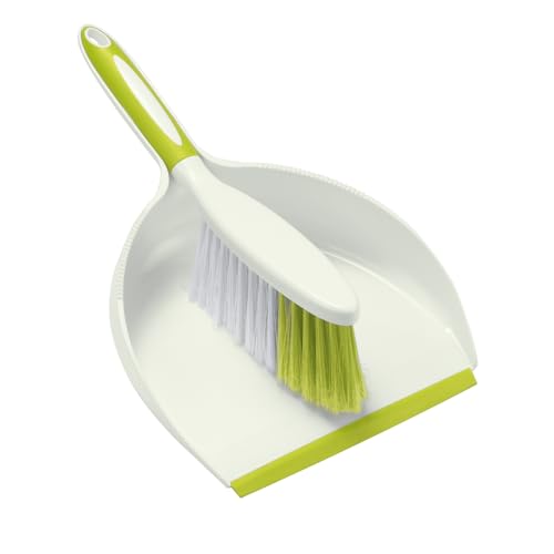 NACENA Dust Pan and Brush Set, Large Hand Broom and Dustpan Set Large Brush and Dustpan Set for Camping Broom and Dustpan Combo for Daily Cleaning Pet Hair Office Home Car, Yellow & Green - color: Yellow & Green
