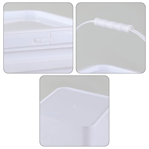 4 Packs Square Food Buckets with Lid, 5 Gallon Plastic Lidded Storage Bucket, Utility Pail, White - size: 5 Gallon