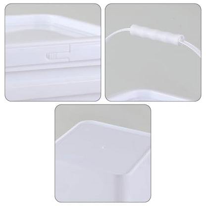 4 Packs Square Food Buckets with Lid, 5 Gallon Plastic Lidded Storage Bucket, Utility Pail, White - size: 5 Gallon