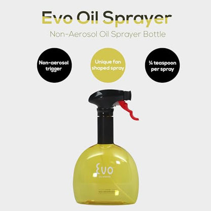 Evo Oil Sprayer Minis, Non-Aerosol for Olive, Cooking Oils, and Vinegars, Yellow, 8-Ounce Capacity, Set of 2 - color: Yellow