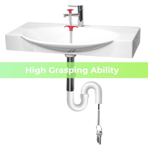 Drain Snake Auger with 4-Claw Grabber, Manual Sink Unclogger Tool, Flexible Cable for Kitchen, Bathroom Floor Drains & Pipes, Food & Hair Clog Remover (80 Inches) - style: 80 INCHES