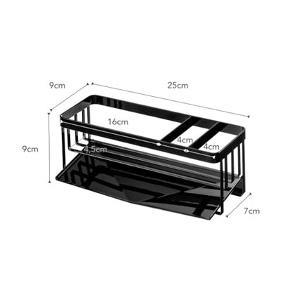 Yamazaki Home Tower Self-Draining Sponge and Soap Bottle Rack, Kitchen Sink Organizer Metal Holder with Removable Tray - Steel - color: Black