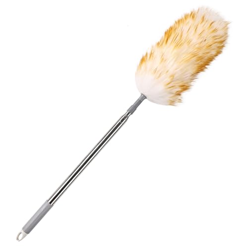Lambswool Duster for Cleaning with Non-Slip Handle 98.4" Removable Retractable Feather Duster for Cleaning Ceiling Fans Window Blinds Interior Roof Furniture(1PCS) - size: 98.4Inch