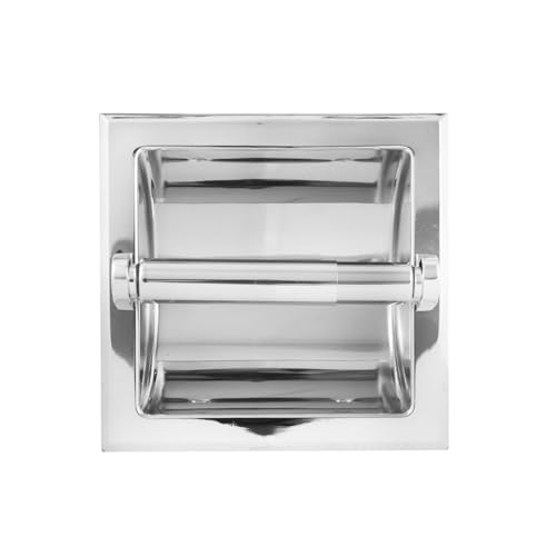 SENTO Recessed Chrome Toilet Paper Holder, Wall Mounted Heavy Duty Metal Toilet Paper Roll Holder with Rear Mounting Bracket, in Wall, Easy Installation, Polished Chrome - color: Polished Chrome